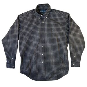 Ralph Lauren Black Navy Check Button Down Shirt Men's Size Medium